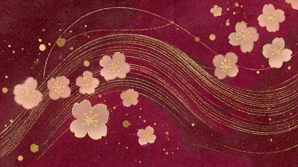 和風桜と金の曲線 和風桜と金の曲線の写真