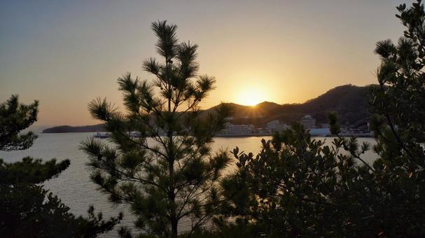 小豆島の夕日 小豆島,香川,土庄町の写真素材