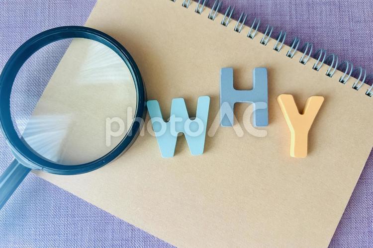 WHYの文字と虫眼鏡 なぜ,why,理由の写真素材