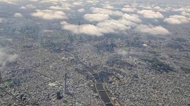 空から見た東京の町 空から見た東京の町 航空写真,空撮,東京の写真素材