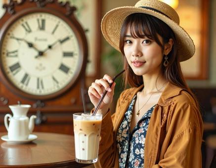 昭和レトロ・アンティーク喫茶でアイス珈琲 昭和レトロ・アンティーク喫茶でアイス珈琲の写真