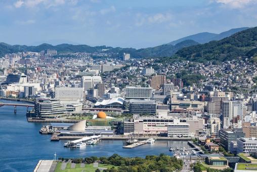 鍋冠山展望台から長崎市街 鍋冠山展望台,鍋冠山,展望台の写真素材