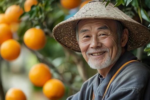 柑橘を育てる農家の男性のイメージの写真