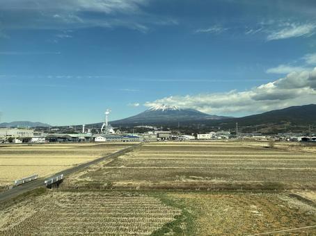 田園風景と富士山 田園,田畑,富士山の写真素材