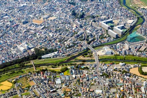 埼玉県の志木市役所付近を空撮 埼玉県の志木市役所付近を空撮 空撮,埼玉県,志木市の写真素材