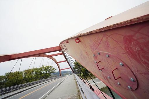 福岡 みやま市 船小屋温泉大橋3 船小屋温泉大橋,船小屋,赤橋の写真素材