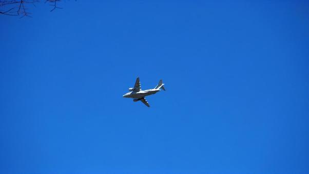 Blue sky, autumn sky, airplane, Sayama city, park, नीला आकाश, शरद ऋतु आकाश, सनी आकाश, JPG