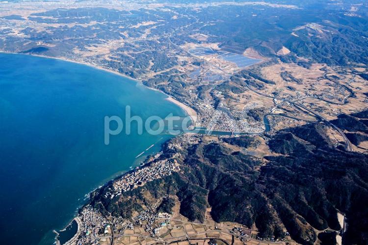千葉県富津市・上総湊港の空撮 上総湊,南房総,房総半島の写真素材