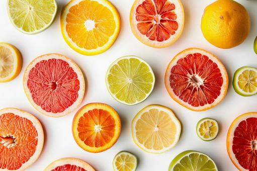 カット柑橘フラットレイの写真