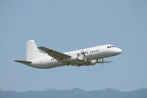 飛行機　YS-11 旅客機,航空機,エンジンの写真素材
