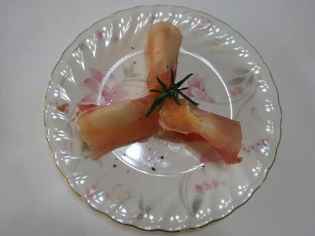 柿の生ハム巻き  ０３ 柿の生ハム巻き,柿,生ハムの写真素材