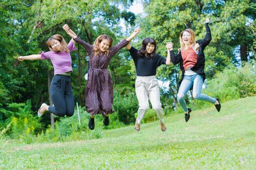 Woman jumping, fem, sauter, la jeunesse, JPG