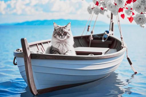 ボートで遊ぶ猫1の写真