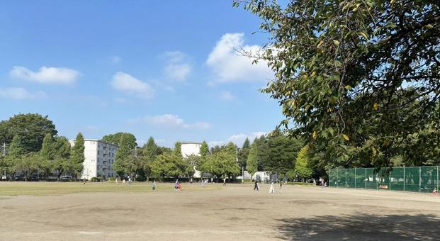 landscape of the ground, ground, blue sky, schoolyard, JPG