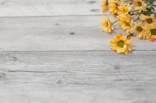 Yellow flower on wooden floor, JPG