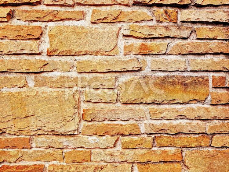 鮮やかなオレンジ色　おしゃれレンガ壁背景 壁,レンガ,石目調の写真素材