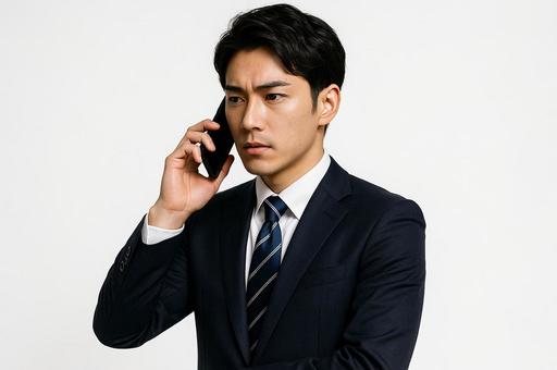 電話で会話するサラリーマンの写真