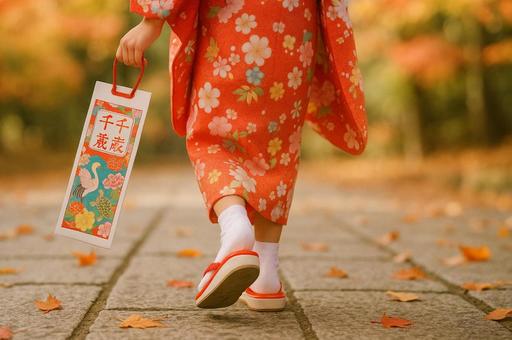 参道で振り返る女の子の写真