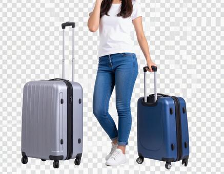 スマートフォンで通話する女性の透過画像の写真