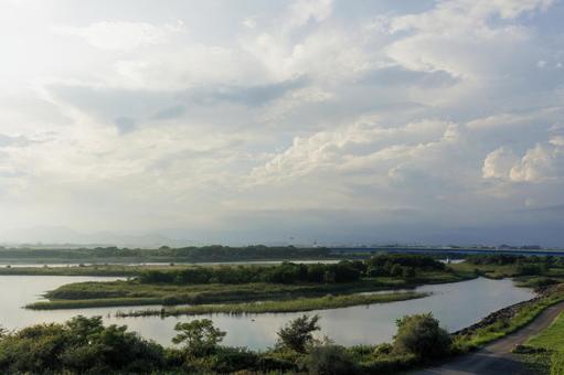 高知県香南市 物部川河口 高知県香南市 物部川河口 物部川,物部川河口,香南市の写真素材