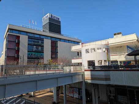 新潟伊勢丹と万代シティ 万代シティ,伊勢丹,万代シティーパークの写真素材