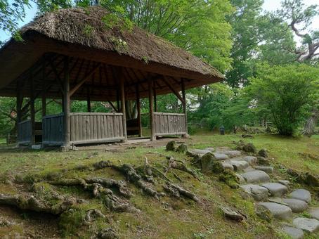懐古園 懐古園 懐古園,藁ぶき屋根,長野県の写真素材