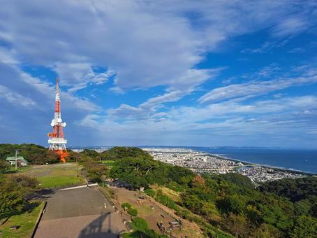 湘南平の海と街並み 湘南平の海と街並み 湘南平,公園,電波塔の写真素材