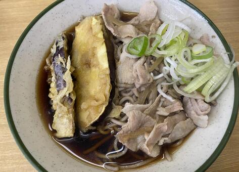 肉そば　なす天 そば,肉そば,なす天の写真素材