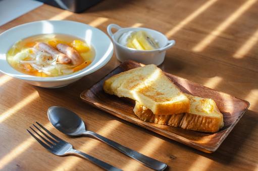 French toast and sausage soup breakfast, JPG