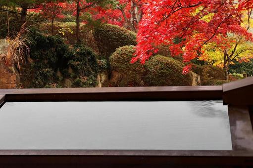 Open-air bath in the autumn leaves Open-air bath in the autumn leaves