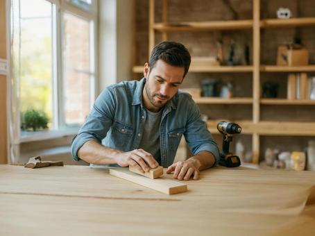 DIYする男性 DIYする男性の写真
