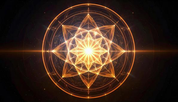 黄金に輝く神聖幾何学の光 黄金に輝く神聖幾何学の光の写真