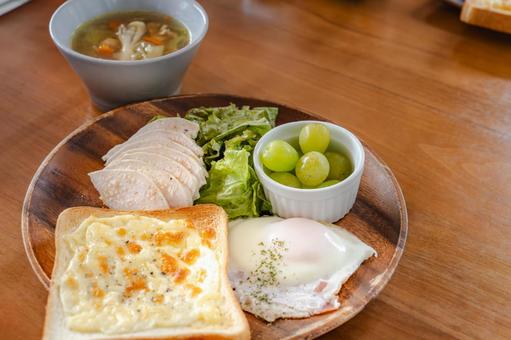 健康的な朝食プレート 朝食,ワンプレート,チーズトーストの写真素材