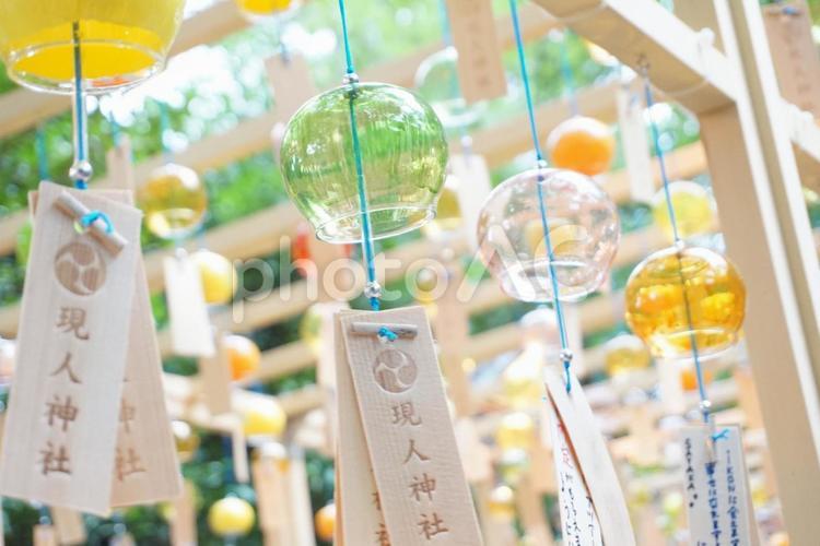 現人神社の風鈴 神社の風鈴,日本の夏,癒しの写真素材