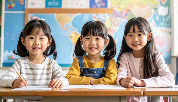 英会話教室で学ぶ子供たち 英会話教室で学ぶ子供たちの写真