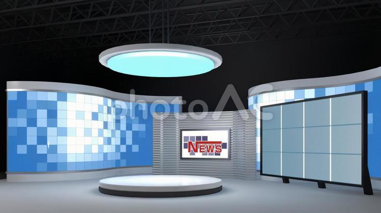 近未来的なバーチャルスタジオ(斜め) バーチャルスタジオ,バーチャルセット,スタジオの写真素材