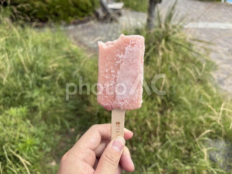 いちごアイス アイス,コンビニアイス,美味しいの写真素材