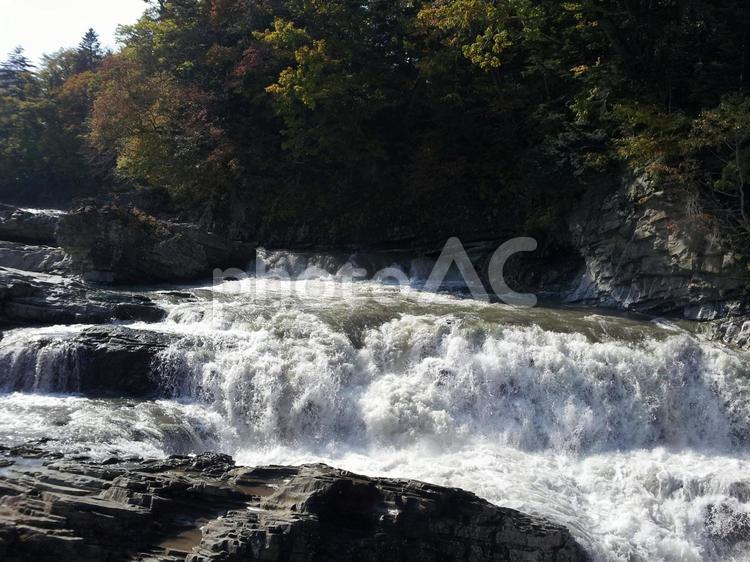 三段滝（芦別市） 三段滝,滝,川の写真素材