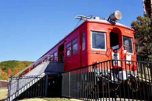 鞍ヶ池公園の名鉄電車展示 鞍ヶ池公園,名鉄,名鉄モ800形の写真素材