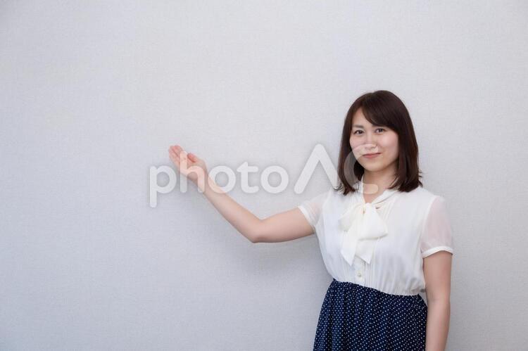案内・紹介している女性 女性,ol,手の写真素材