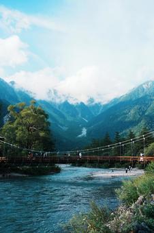 上高地 山,自然,木の写真素材