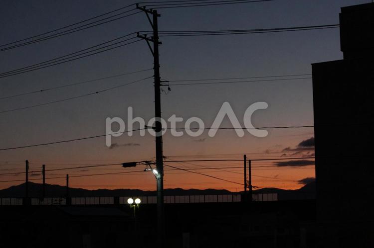 2022秋の朝焼け　３ 早朝,自然,風景の写真素材