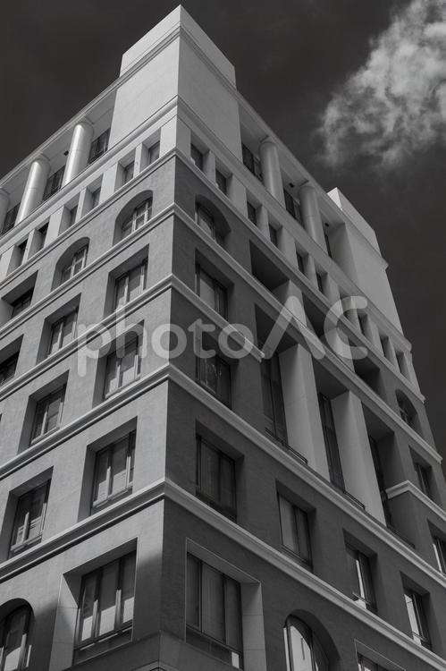 汐留イタリア街のビル モノクロ,汐留イタリア街,汐留の写真素材