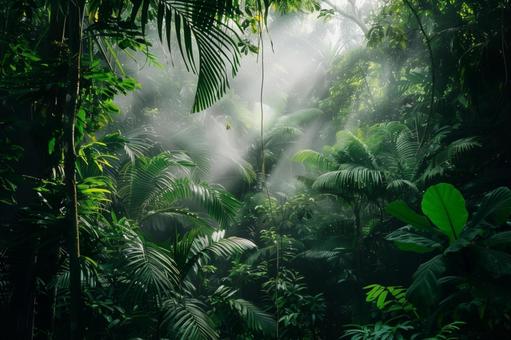 光が差すアマゾン密林の風景 光が差すアマゾン密林の風景の写真