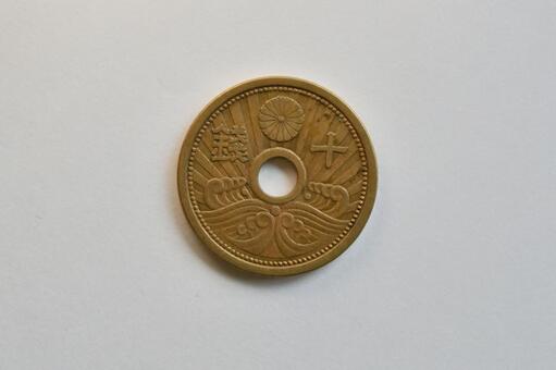 十銭硬貨 十銭,硬貨,古銭の写真素材