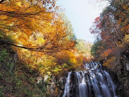 Autumnal waterfall, осенние листья, водопад, он, JPG