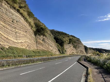 大島の地層切断面（バームクーヘン） 大島,地層,切断面の写真素材