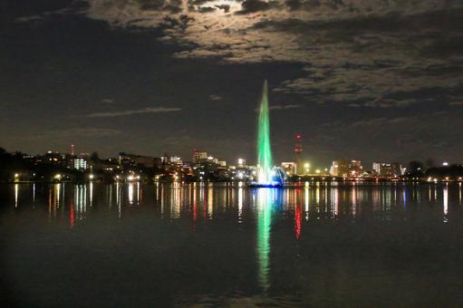 千波湖夜景 千波湖夜景の写真