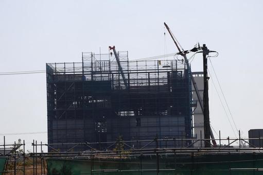 建設中の建物のある街並み 建設中,建物,街並みの写真素材