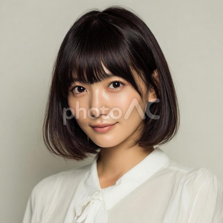 白い服を着た女性のポートレート 女性,若い,1人の写真素材